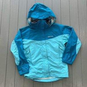 Marmot jacket womens‎ small blue lightweight rain coat full zip hooded outdoors